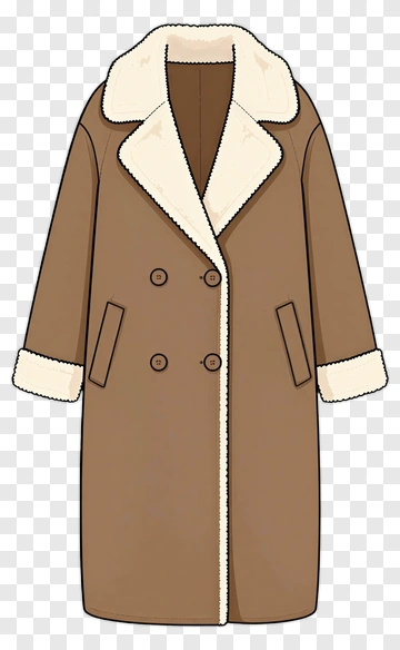 Brown Coat With Shearling Collar PNG