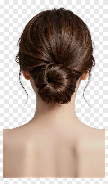 Elegant Brown Hair Bun PNG