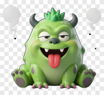 Cartoon Green Monster With A Playful Expression PNG