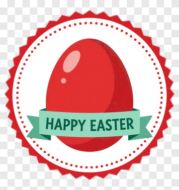 Happy Easter Red Egg Badge PNG