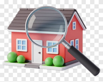3D House With Magnifying Glass PNG