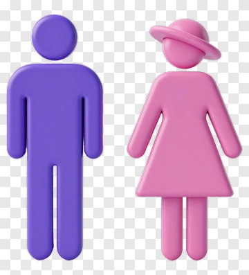 Colorful Cartoon Male And Female Figures PNG
