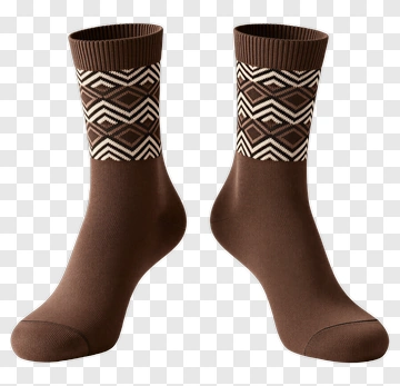 Brown Socks With Geometric Pattern PNG