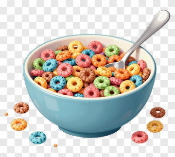 Colorful Cereal Bowl With A Spoon PNG