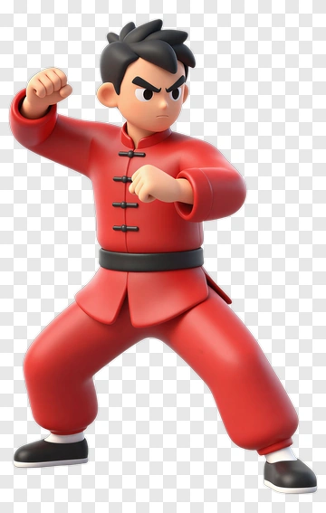 Cartoon Martial Artist In Red Uniform PNG