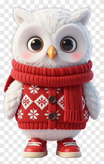 Cartoon Owl In A Red Sweater PNG