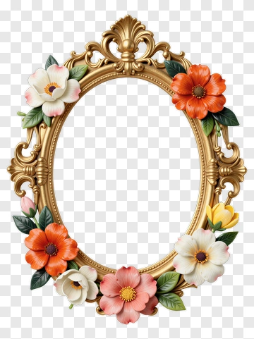 Floral Frame With Colorful Flowers PNG
