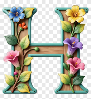 Decorative Floral Letter H PNG