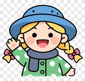Cartoon Girl Waving Hello PNG