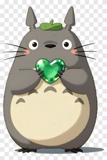 Cartoon Character Holding A Green Heart PNG