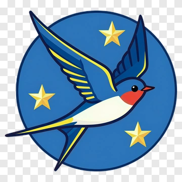 Colorful Bird Flying With Stars PNG