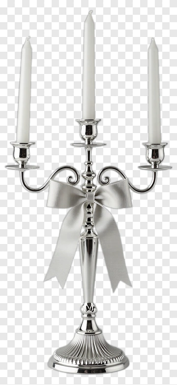 Elegant Silver Candelabra With White Candles PNG
