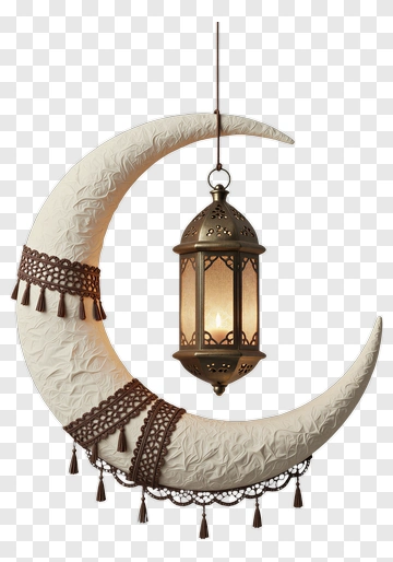 Decorative Crescent Moon Lantern PNG