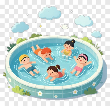 Children Swimming In A Pool PNG