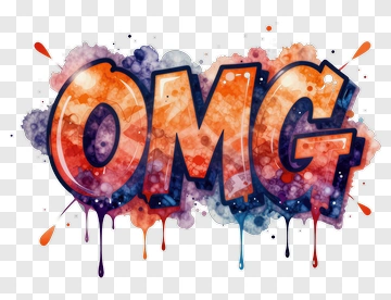 Colorful Omg Graffiti Text PNG
