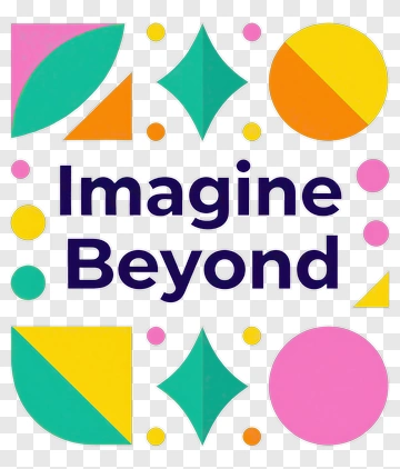 Colorful Geometric Shapes With Imagine Beyond Text PNG