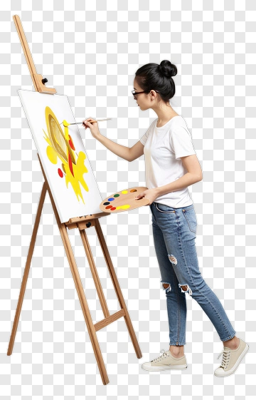 Artist Painting On An Easel PNG