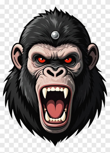 Angry Gorilla Head Illustration PNG