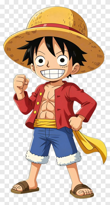 Cartoon Boy Pirate With Straw Hat PNG