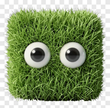 Cartoon Grass Character With Big Eyes PNG