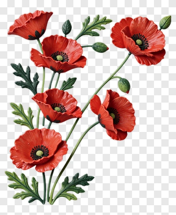 Red Poppy Flower Arrangement PNG