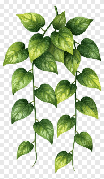 Green Vine With Heart-Shaped Leaves PNG