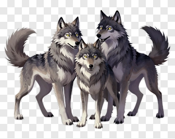 Group Of Three Wolves PNG