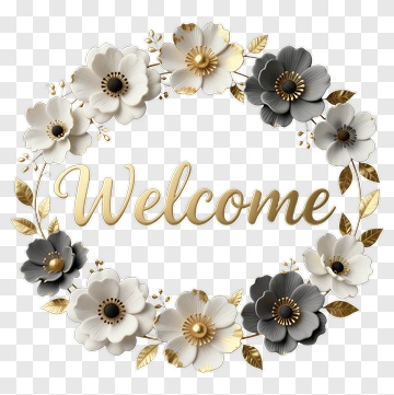 Welcome Floral Wreath PNG