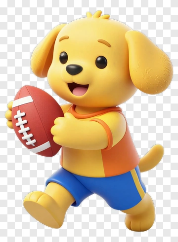 Cartoon Dog Playing With A Football PNG