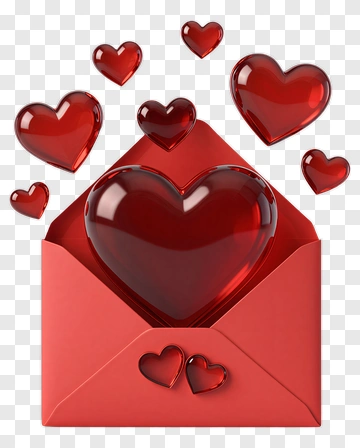 Red Envelope With Floating Hearts PNG