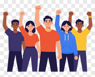 Diverse Group Of People Raising Fists PNG