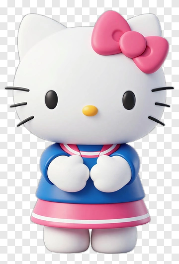 Hello Kitty Character In Blue And Pink Outfit PNG