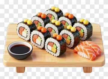 Sushi Platter With Rolls And Salmon PNG