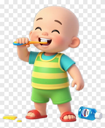 Cartoon Boy Brushing His Teeth PNG