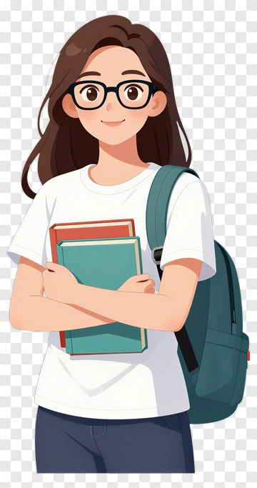 Student Holding Books With Backpack PNG