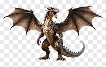 Realistic Dragon With Outstretched Wings PNG