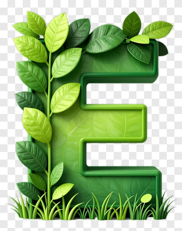 Green Letter E Surrounded By Leaves PNG