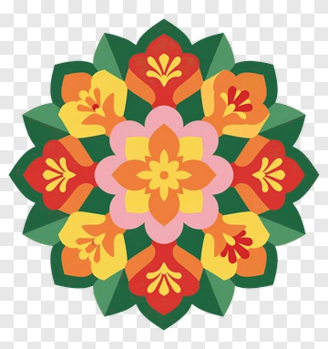 Colorful Floral Mandala Design PNG