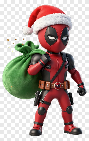 Cartoon Character In Santa Hat Holding A Green Bag PNG