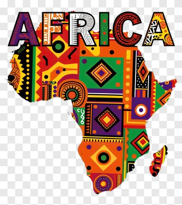 Colorful Africa Map With Tribal Patterns PNG