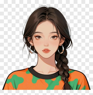 Stylish Young Woman With Braided Hair PNG