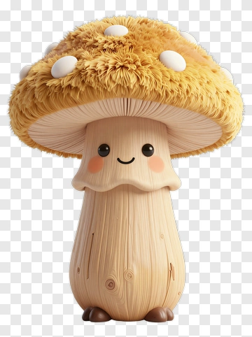 Cute Cartoon Mushroom Character PNG