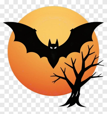 Halloween Bat Silhouette Against Sunset PNG