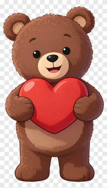Cartoon Bear Holding A Heart PNG