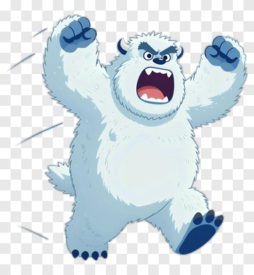 Cartoon Yeti Running With Arms Raised PNG