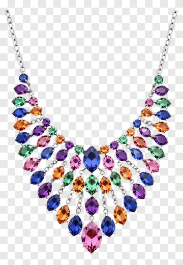 Colorful Gemstone Necklace PNG