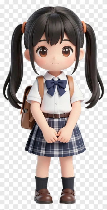 3D Schoolgirl With Backpack PNG
