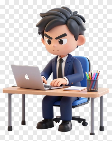 3D Businessman Working At A Laptop PNG