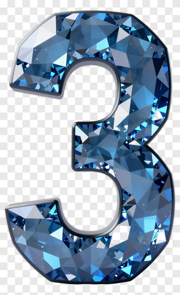 Blue Crystal Number Three PNG
