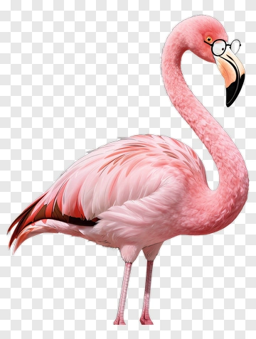 Cartoon Flamingo Wearing Glasses PNG